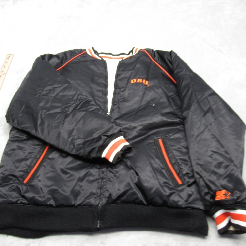 Vintage Starter Oklahoma State Cowboys Jacket Men Large Black Reversible Thrash